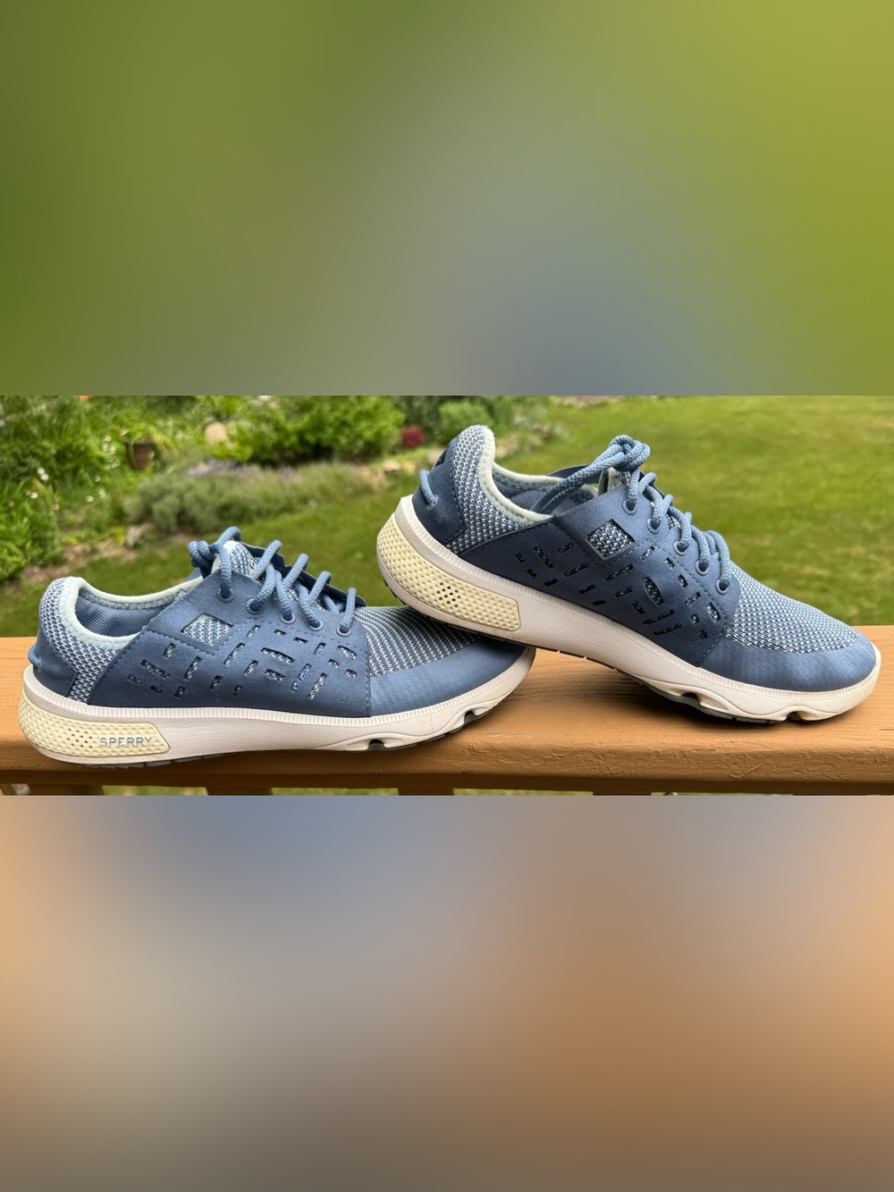 Sperry Women's Dusty Blue Knit Lace-Up Athletic Shoes